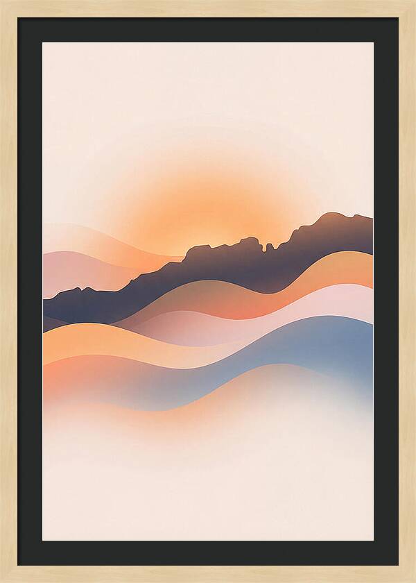 Rocky Ridgeline Against Orange Sunset
