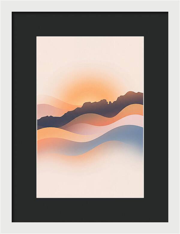 Rocky Ridgeline Against Orange Sunset