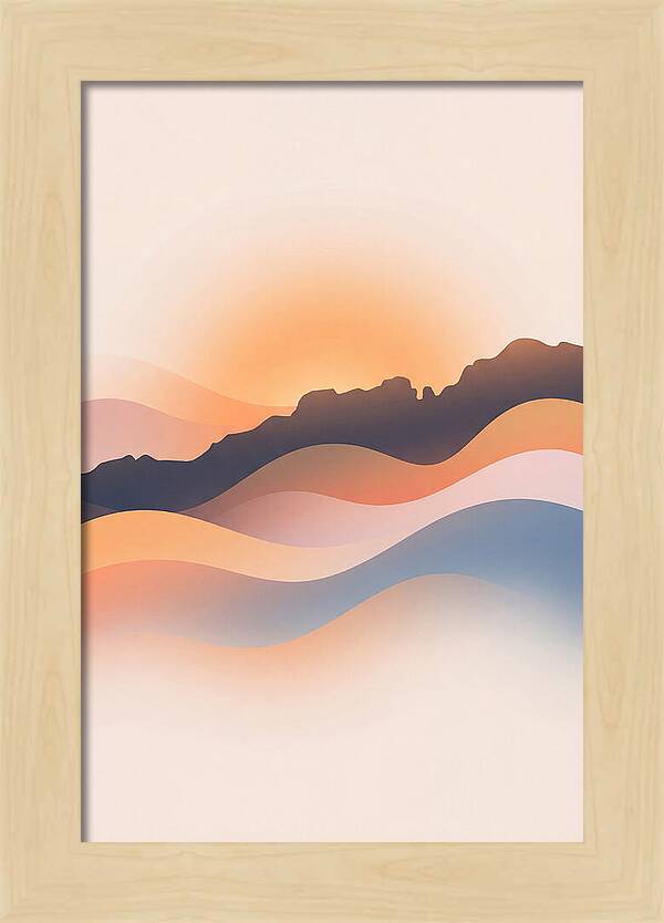 Rocky Ridgeline Against Orange Sunset