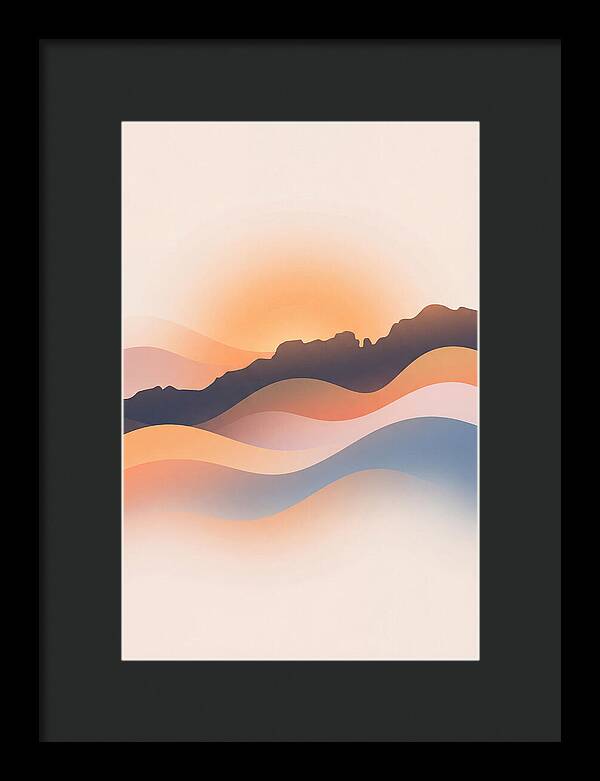 Rocky Ridgeline Against Orange Sunset