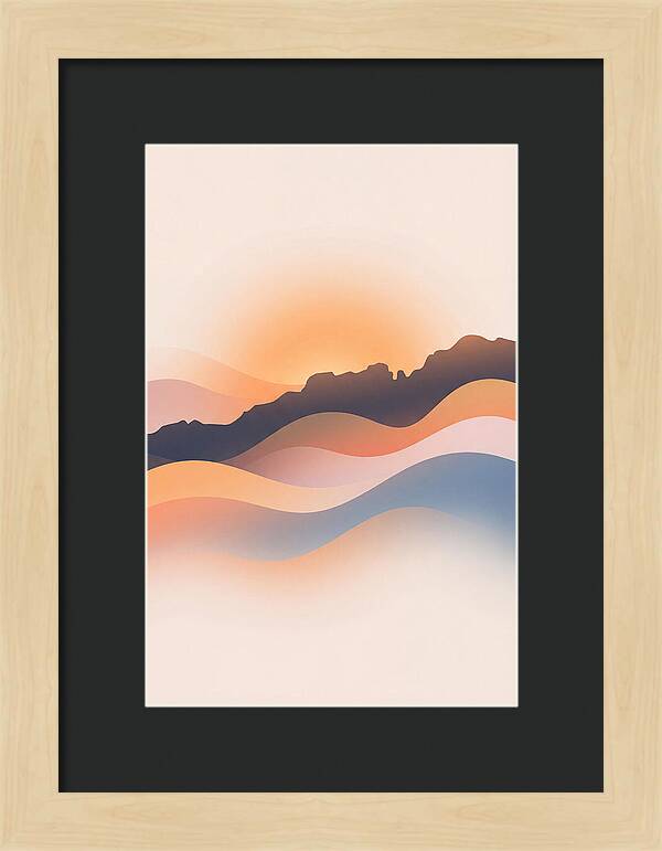 Rocky Ridgeline Against Orange Sunset