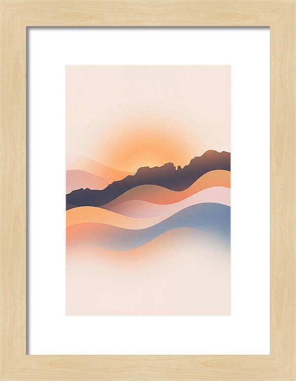 Rocky Ridgeline Against Orange Sunset