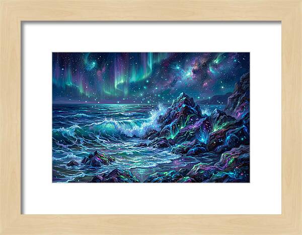 Rocky Shore Under Aurora