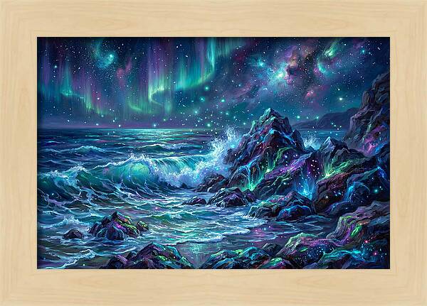 Rocky Shore Under Aurora