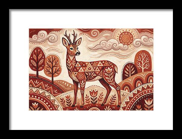 Roe Deer In Folk Art Style