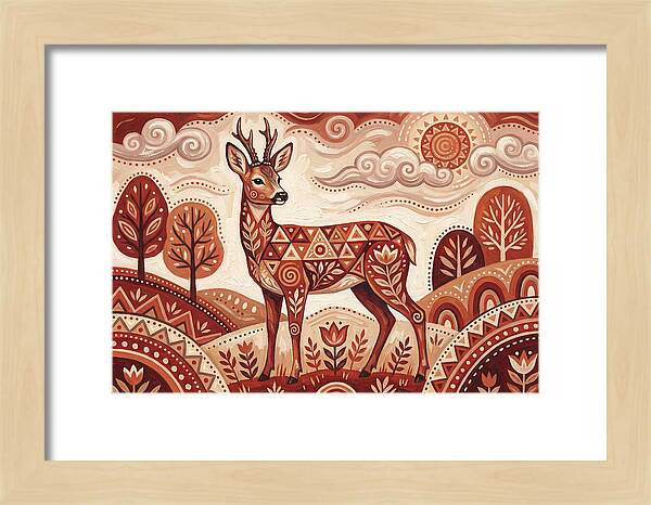 Roe Deer In Folk Art Style