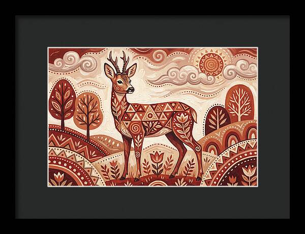 Roe Deer In Folk Art Style