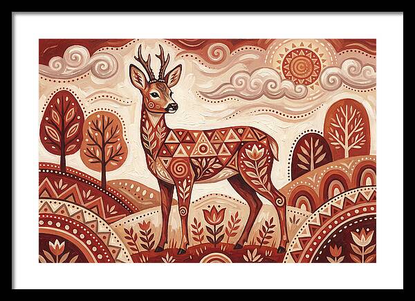 Roe Deer In Folk Art Style