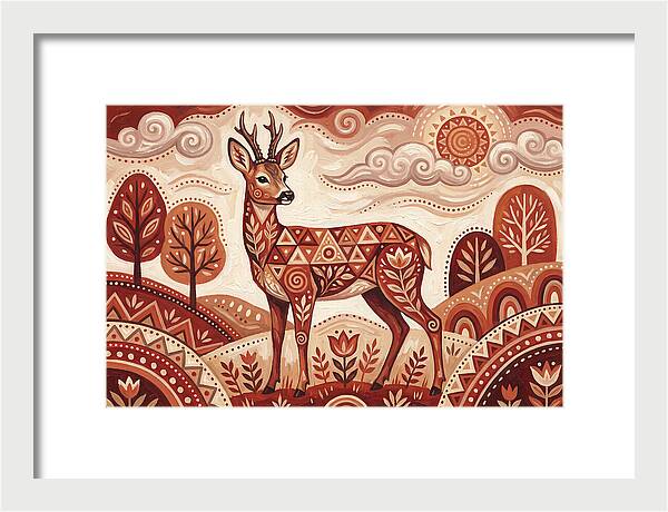Roe Deer In Folk Art Style