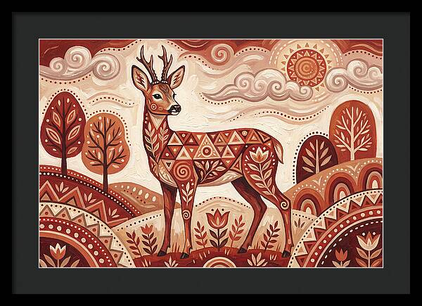Roe Deer In Folk Art Style