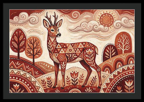 Roe Deer In Folk Art Style