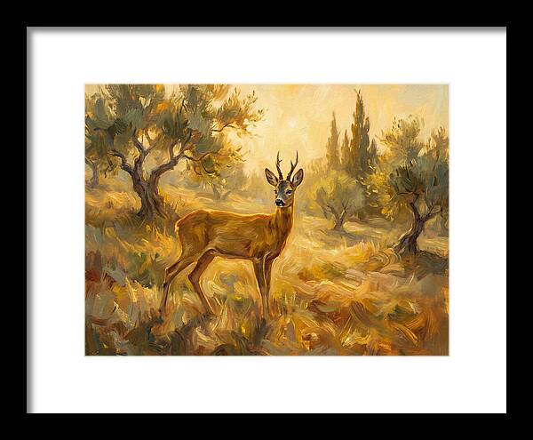 Roe Deer In Mediterranean Landscape