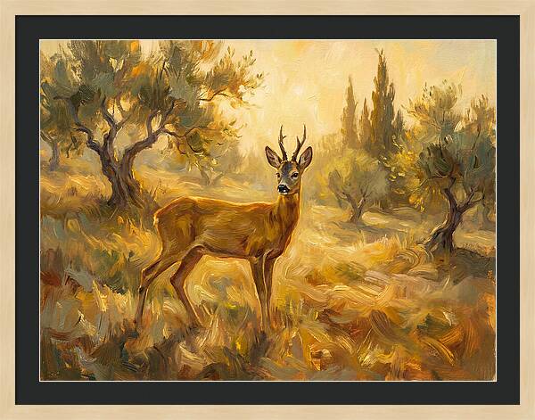 Roe Deer In Mediterranean Landscape