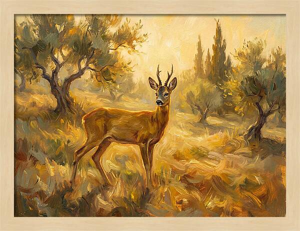 Roe Deer In Mediterranean Landscape
