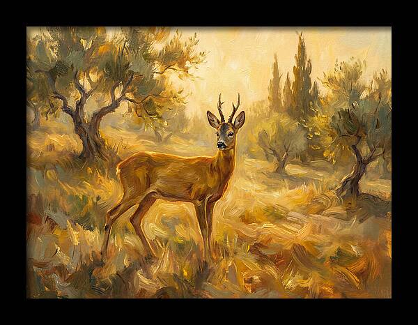 Roe Deer In Mediterranean Landscape