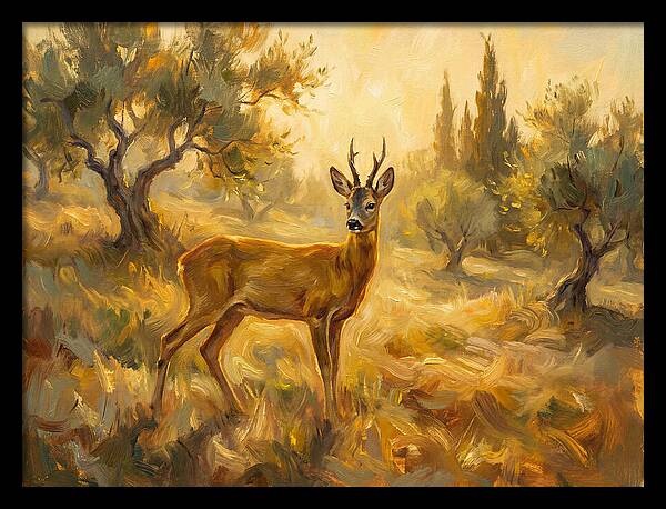 Roe Deer In Mediterranean Landscape