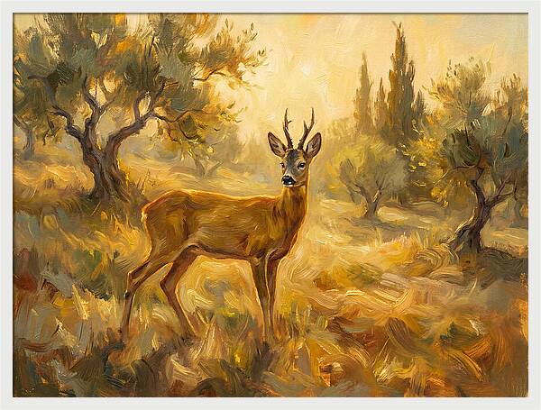 Roe Deer In Mediterranean Landscape