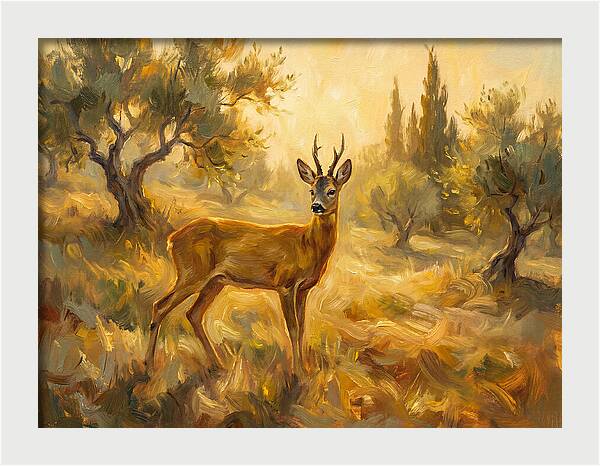 Roe Deer In Mediterranean Landscape