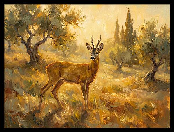 Roe Deer In Mediterranean Landscape