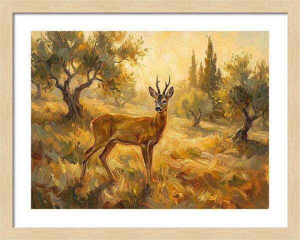 Roe Deer In Mediterranean Landscape
