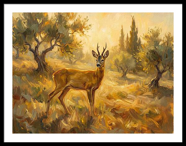 Roe Deer In Mediterranean Landscape