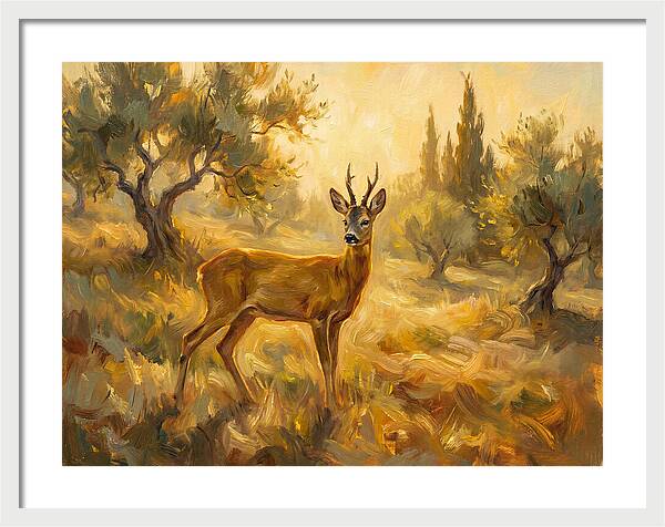 Roe Deer In Mediterranean Landscape