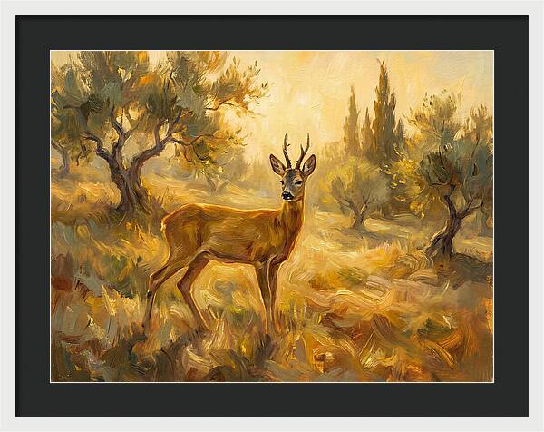Roe Deer In Mediterranean Landscape