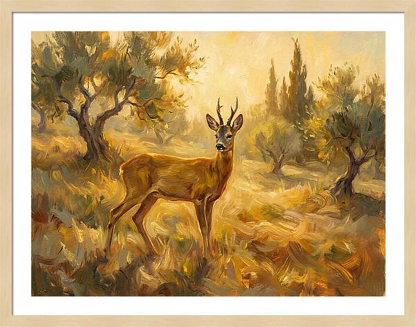 Roe Deer In Mediterranean Landscape