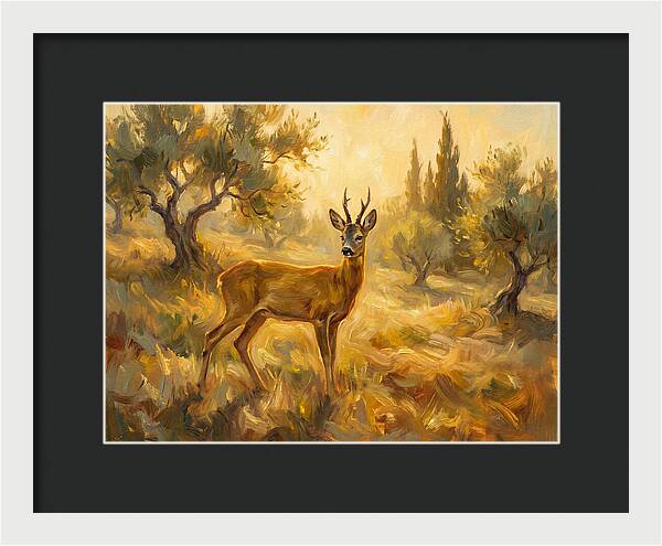 Roe Deer In Mediterranean Landscape