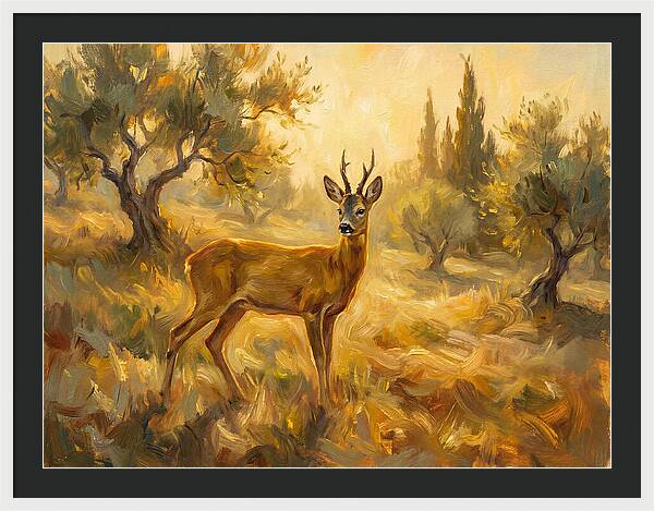 Roe Deer In Mediterranean Landscape