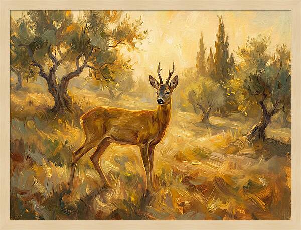 Roe Deer In Mediterranean Landscape