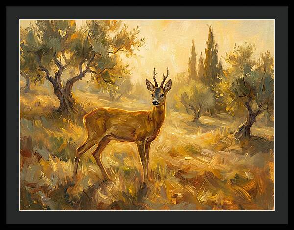 Roe Deer In Mediterranean Landscape