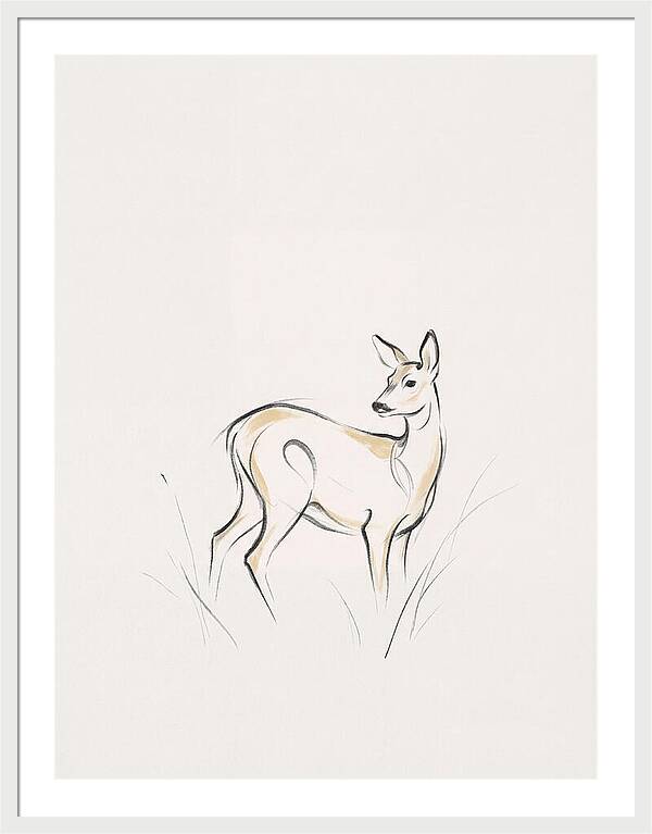 Roe Deer In Minimalist Style