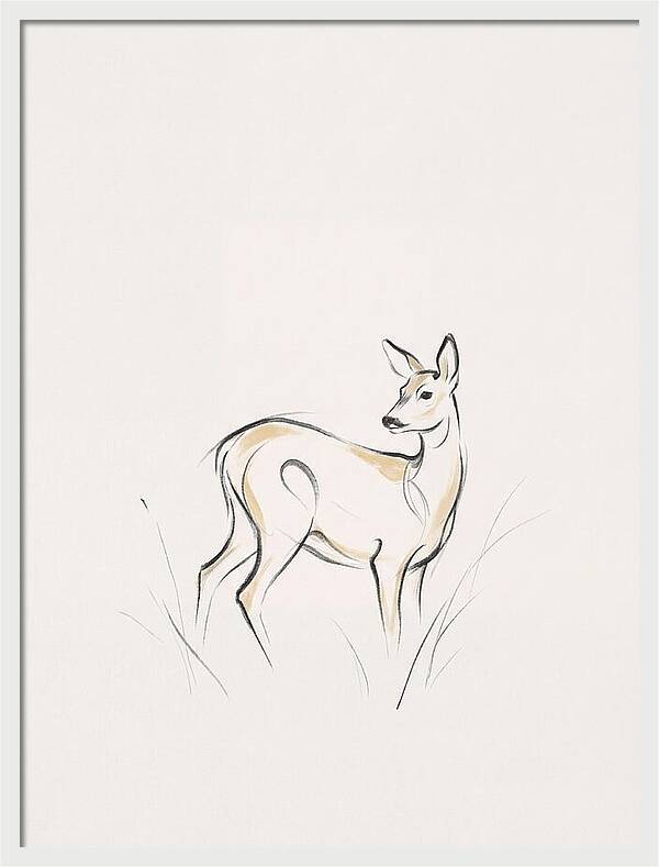Roe Deer In Minimalist Style
