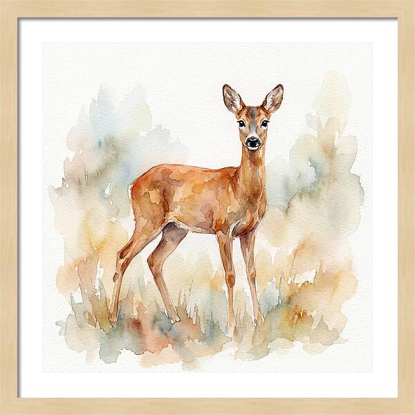 Roe Deer In Watercolor