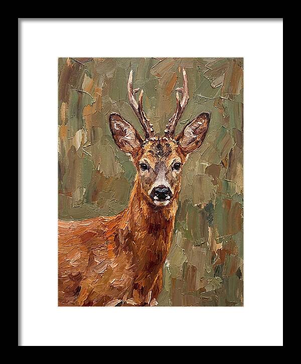Roe Deer Portrait In Palette Knife Style