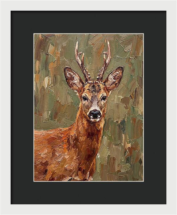 Roe Deer Portrait In Palette Knife Style