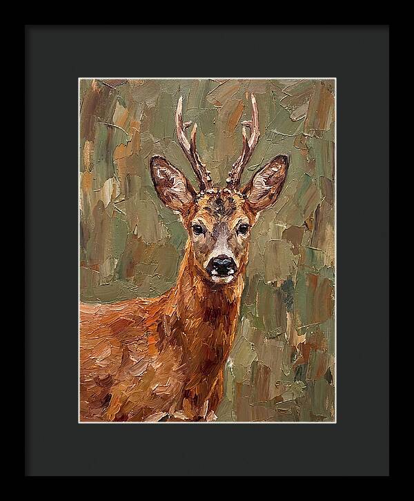 Roe Deer Portrait In Palette Knife Style