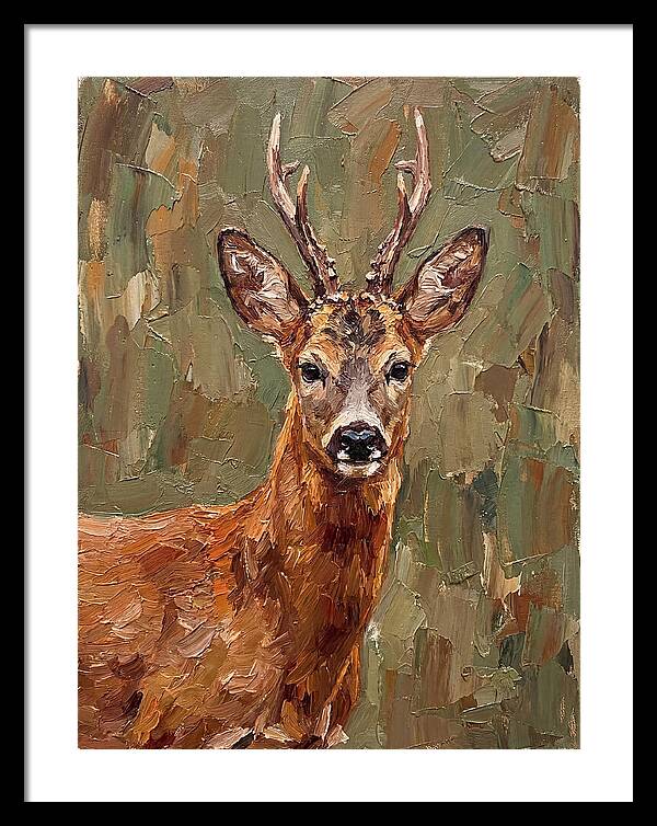 Roe Deer Portrait In Palette Knife Style