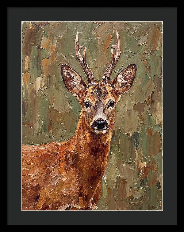Roe Deer Portrait In Palette Knife Style