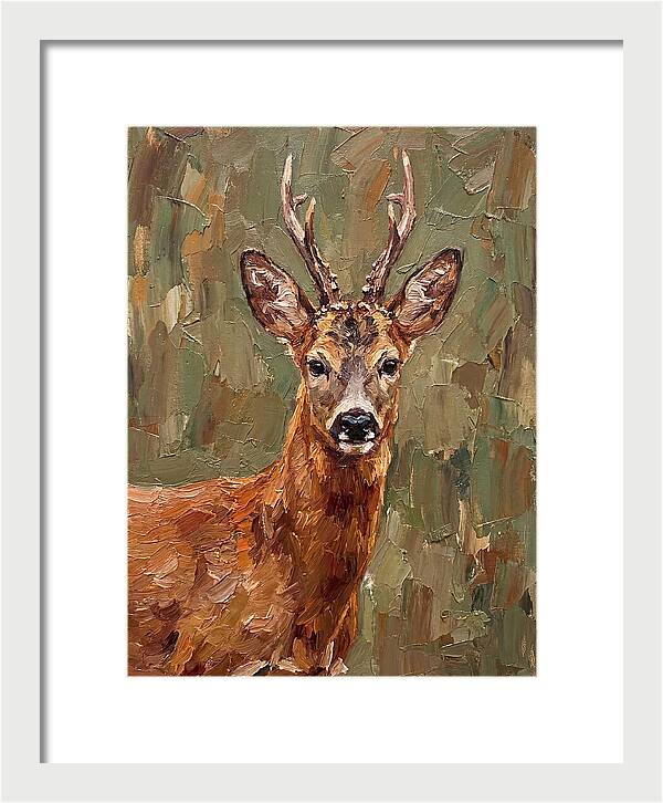 Roe Deer Portrait In Palette Knife Style