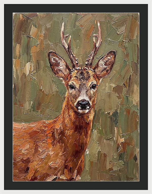 Roe Deer Portrait In Palette Knife Style