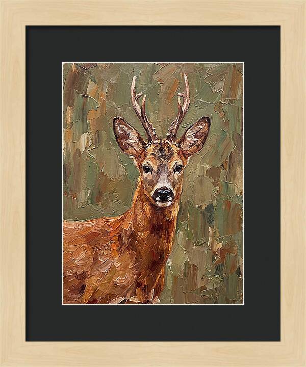 Roe Deer Portrait In Palette Knife Style