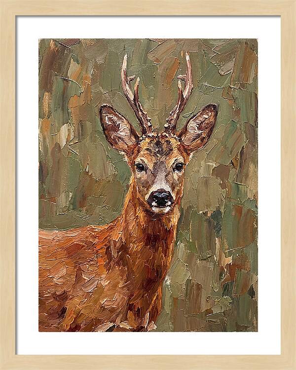 Roe Deer Portrait In Palette Knife Style