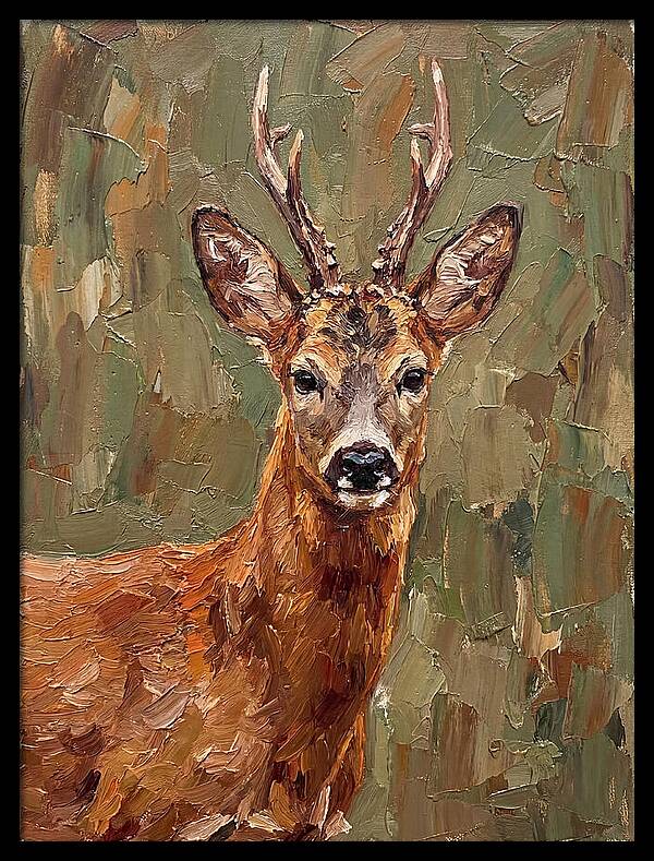 Roe Deer Portrait In Palette Knife Style
