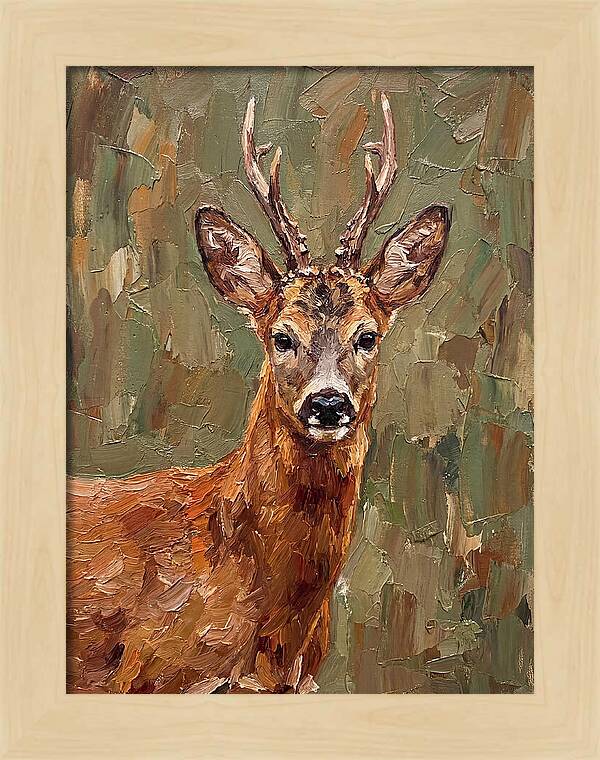 Roe Deer Portrait In Palette Knife Style
