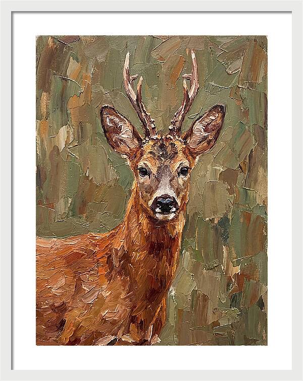 Roe Deer Portrait In Palette Knife Style