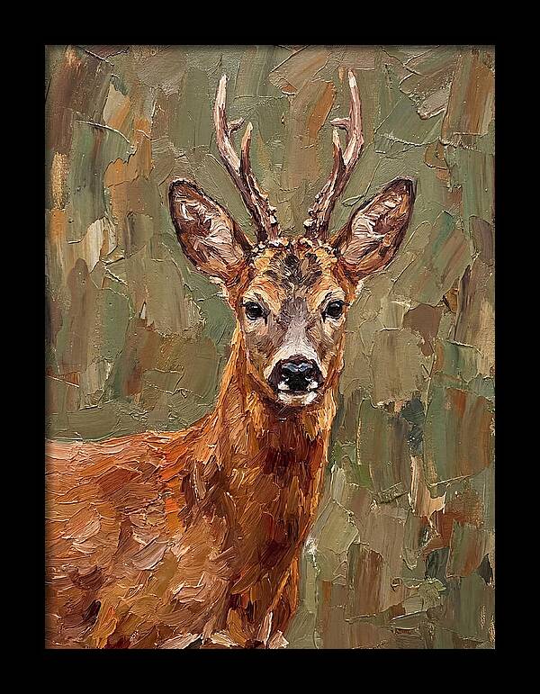 Roe Deer Portrait In Palette Knife Style