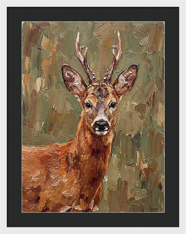 Roe Deer Portrait In Palette Knife Style