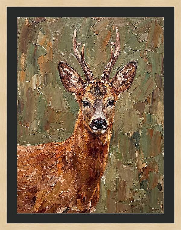 Roe Deer Portrait In Palette Knife Style
